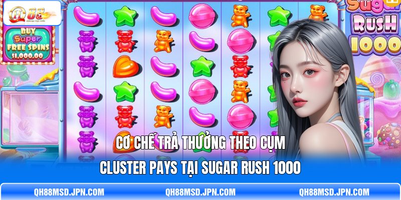 Cơ chế trả thưởng theo cụm Cluster Pays tại Sugar Rush 1000 Cơ chế trả thưởng theo cụm Cluster Pays tại Sugar Rush 1000