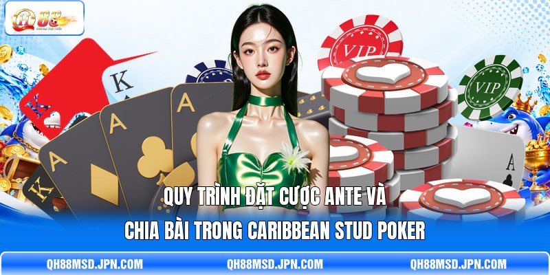 Quy trình đặt cược Ante và chia bài trong Caribbean Stud Poker
